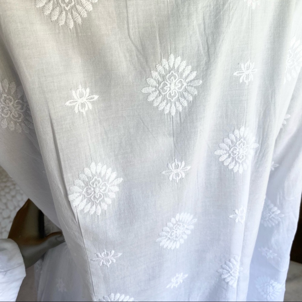 White on White Embossed Tunic Swim Coverup - Picture 7 of 16